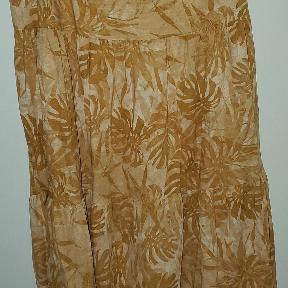Lulus Veranda Vibes Beige Tropical Print Tiered Maxi Skirt Size XL - Picture 8 of 10